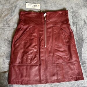 NWT Rebecca Taylor red leather skirt 2